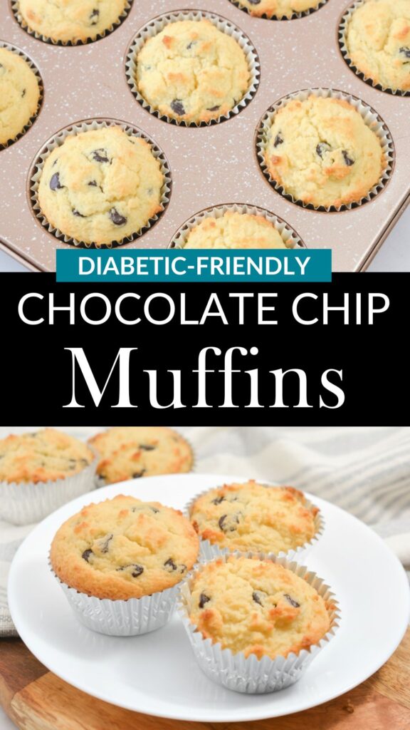 Diabetic Friendly Chocolate Chip Muffins Pinterest pin.