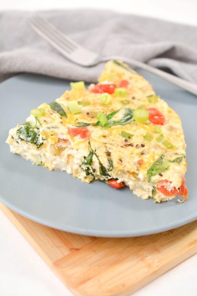 Egg White Frittata on a gray plate. 
