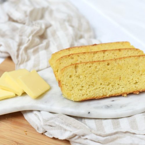 Keto honey bread on a cutting board.
