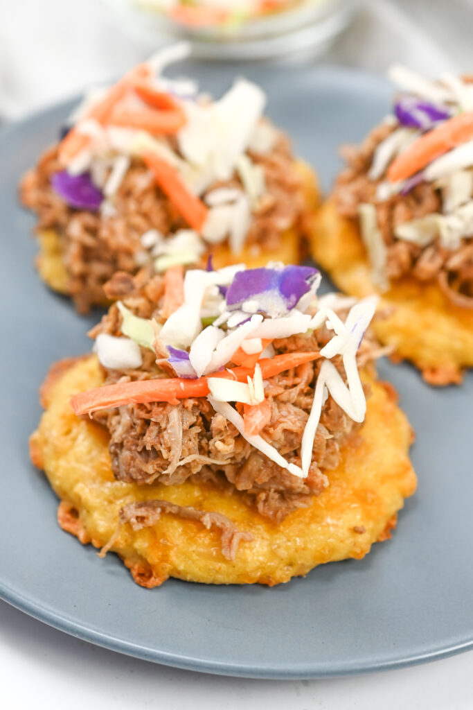 Keto Pulled Pork Biscuit Bites on a plate.