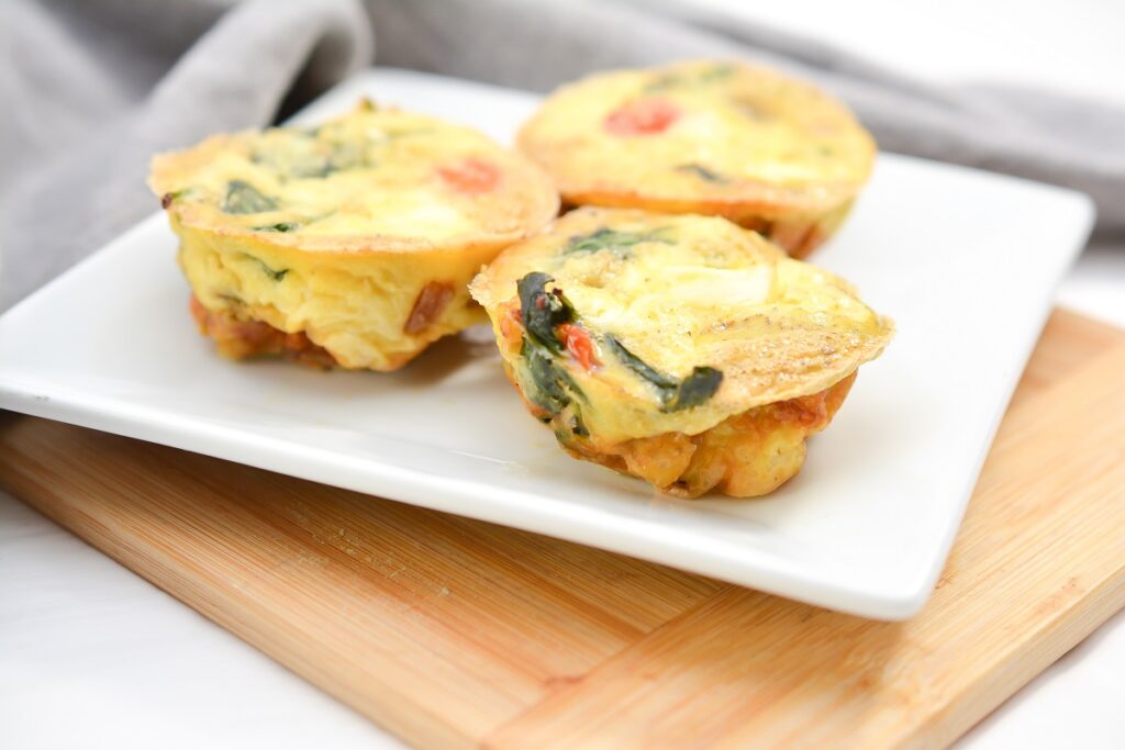 Mediterranean Egg Cups on a white plate.