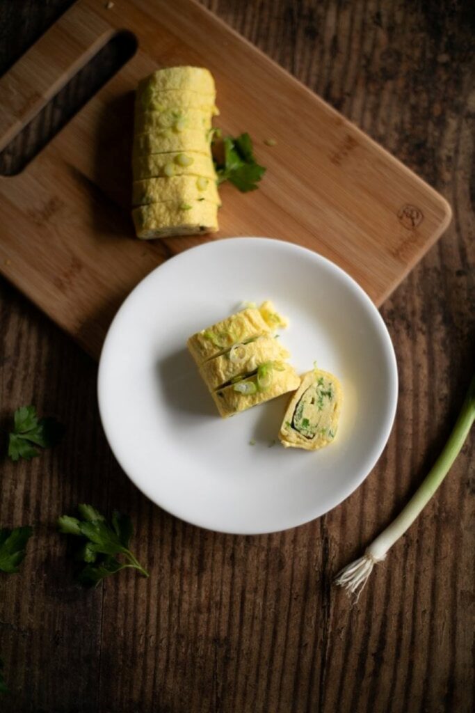 Breakfast Egg Rolls on a white plate.