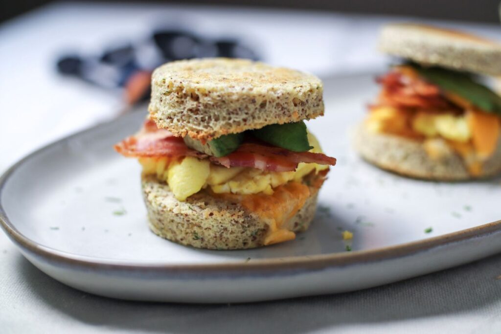 90 Second English Muffin Sandwiches on a plate.