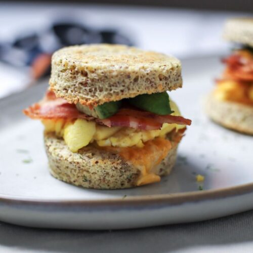 90 Second English Muffin Sandwiches on a plate.