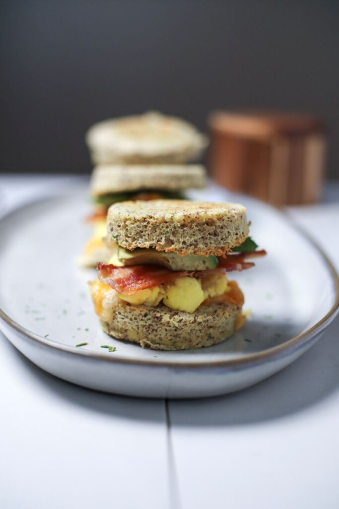 90 Second English Muffin Sandwiches on a plate.