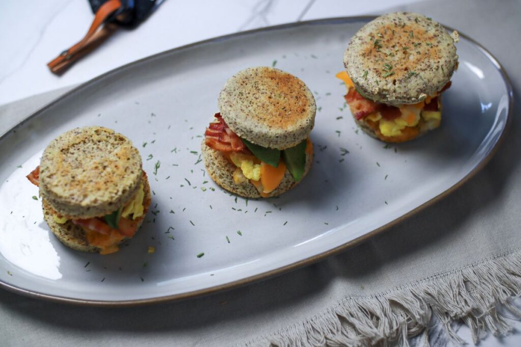 90 Second English Muffin Sandwiches on a plate.