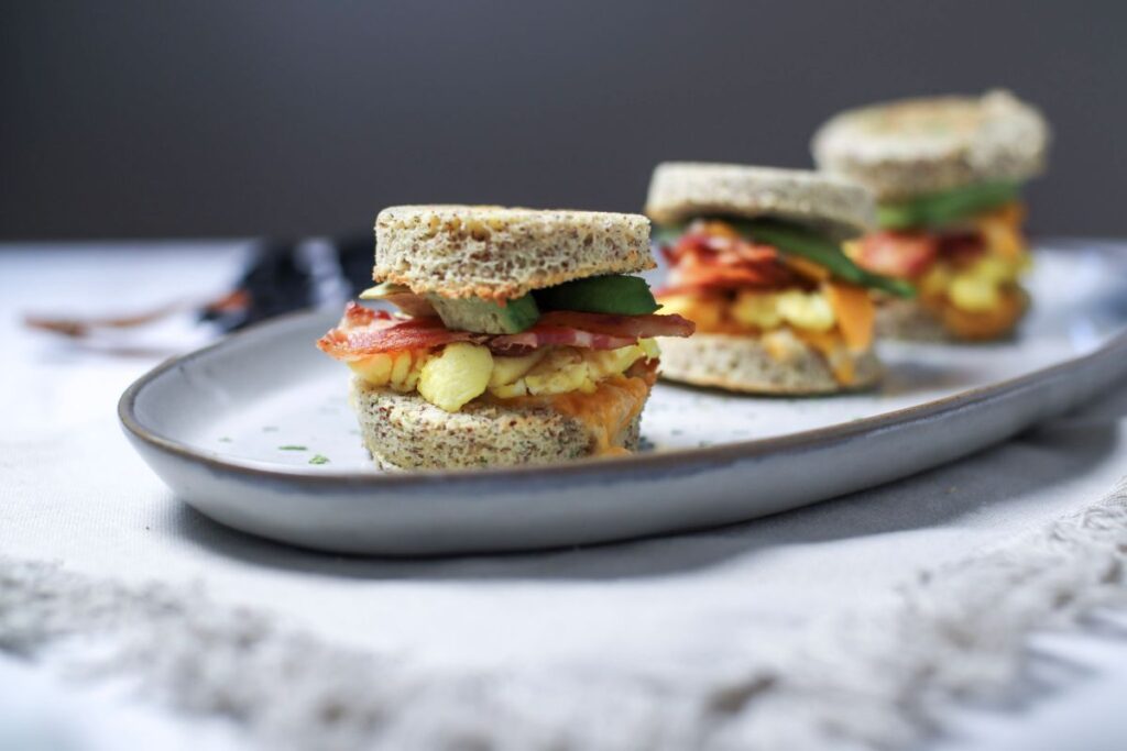 90 Second English Muffin Sandwiches on a plate.