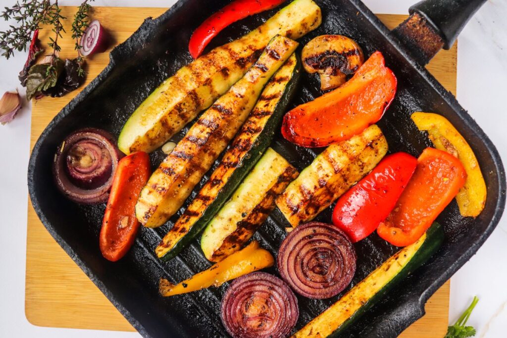 Balsamic Grilled Vegetables on a pan.