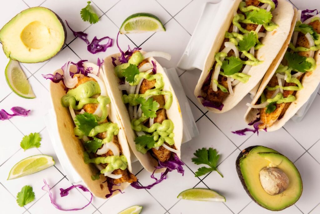 Two Blackened Tilapia Tacos.