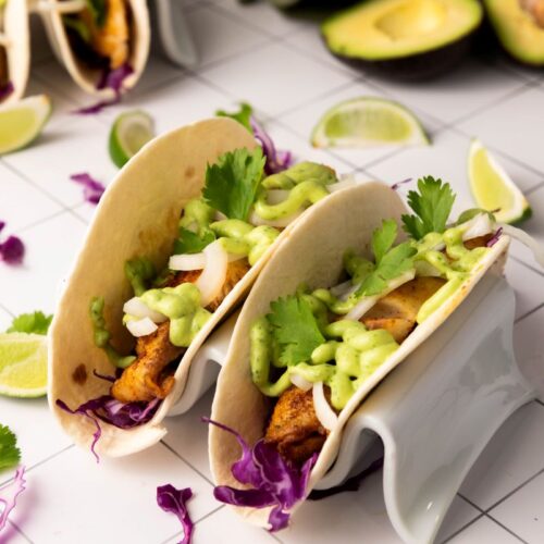 Two Blackened Tilapia Tacos.