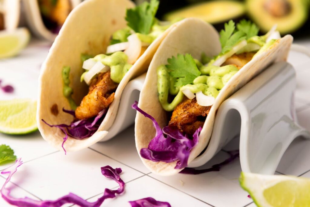 Two Blackened Tilapia Tacos.